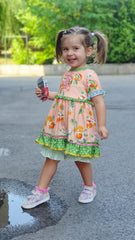 Baby Girls Summer Tutti Frutti/ Back To School Citrus Blossoms Ruffle Top & Shorts Set - Orange - Angeline Kids