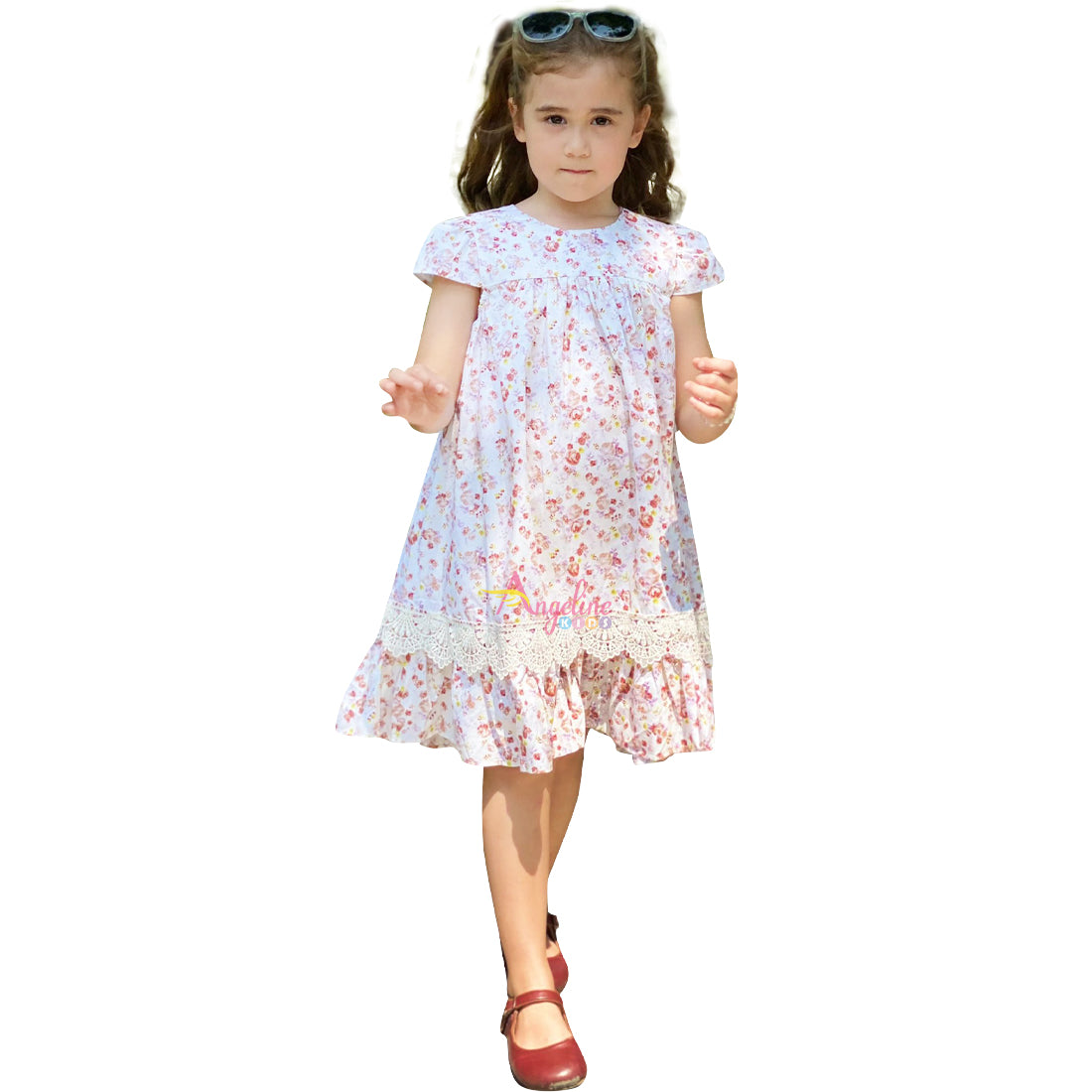Baby Little Girls Classic Vintage Roses Lace Dress - Ivory Rose - Angeline Kids