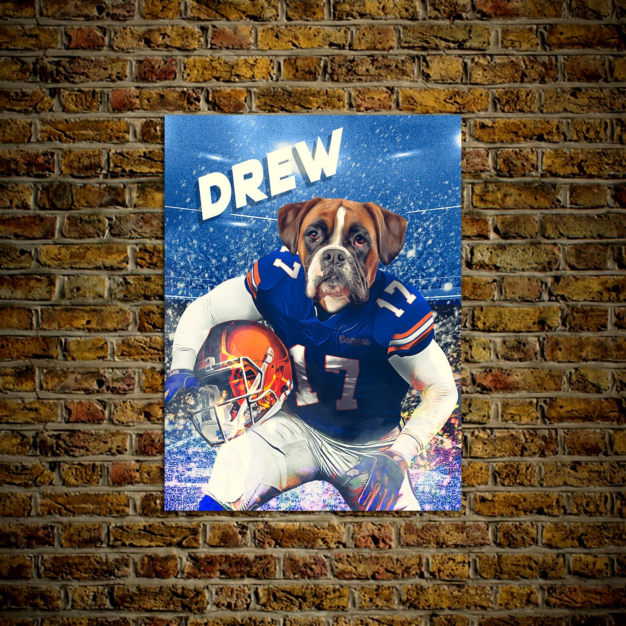 USA MADE Personalized Football League Pet Canvas| Custom 'Florida Gators Doggos' Personalized Pet Poster, Portrait Wallart