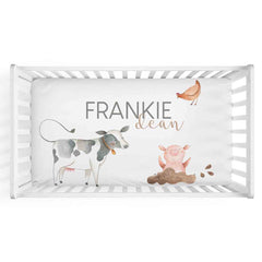 Frankie's Farm Party Personalized Crib Sheet