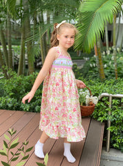 Baby Girls Spring Summer Butterfly Floral Hand Smocked Sun Dress