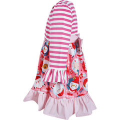 Baby Toddler Little Girl Christmas Santa Clause Twirl Dress - Hot Pink Stripes