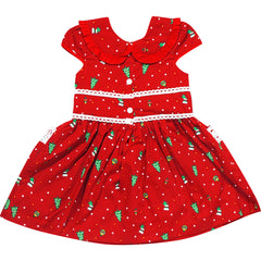 Baby Toddler Little Girls Merry Christmas Holiday Ornaments Hand Smocked Dress - Red/Ornaments - Angeline Kids