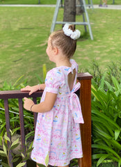 Baby Toddler Little Girls Princess Unicorn Carriage Hand Smocked Dress - Pink - Angeline Kids
