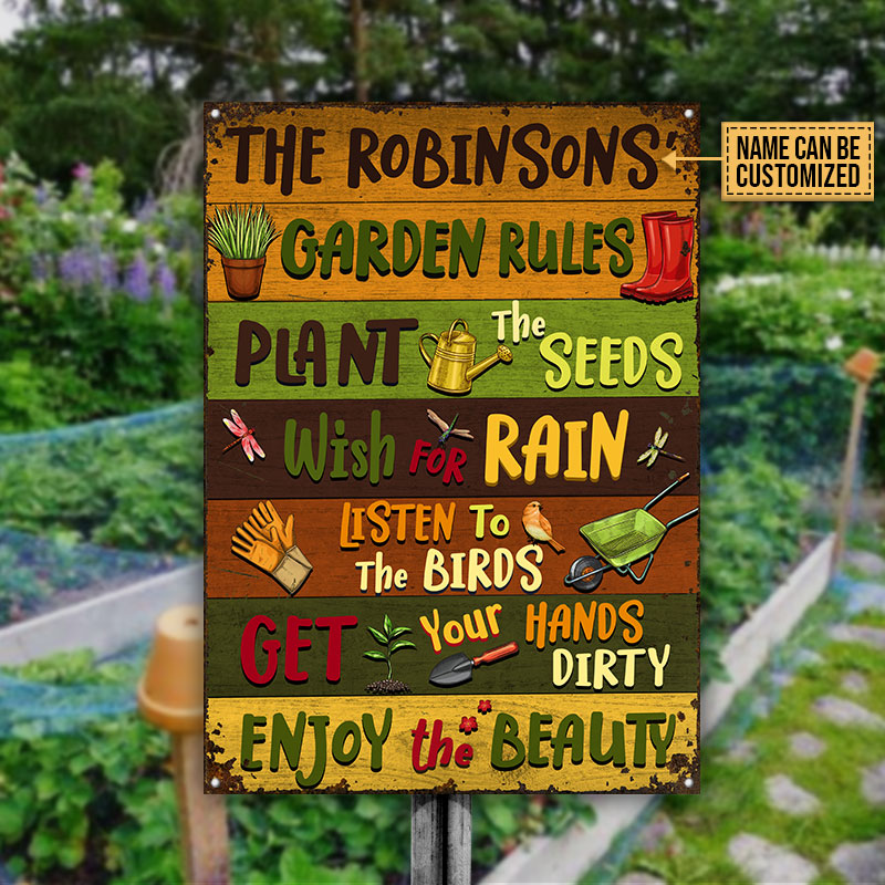 USA MADE Customized Gardening Garden Rules Custom Classic Metal Signs