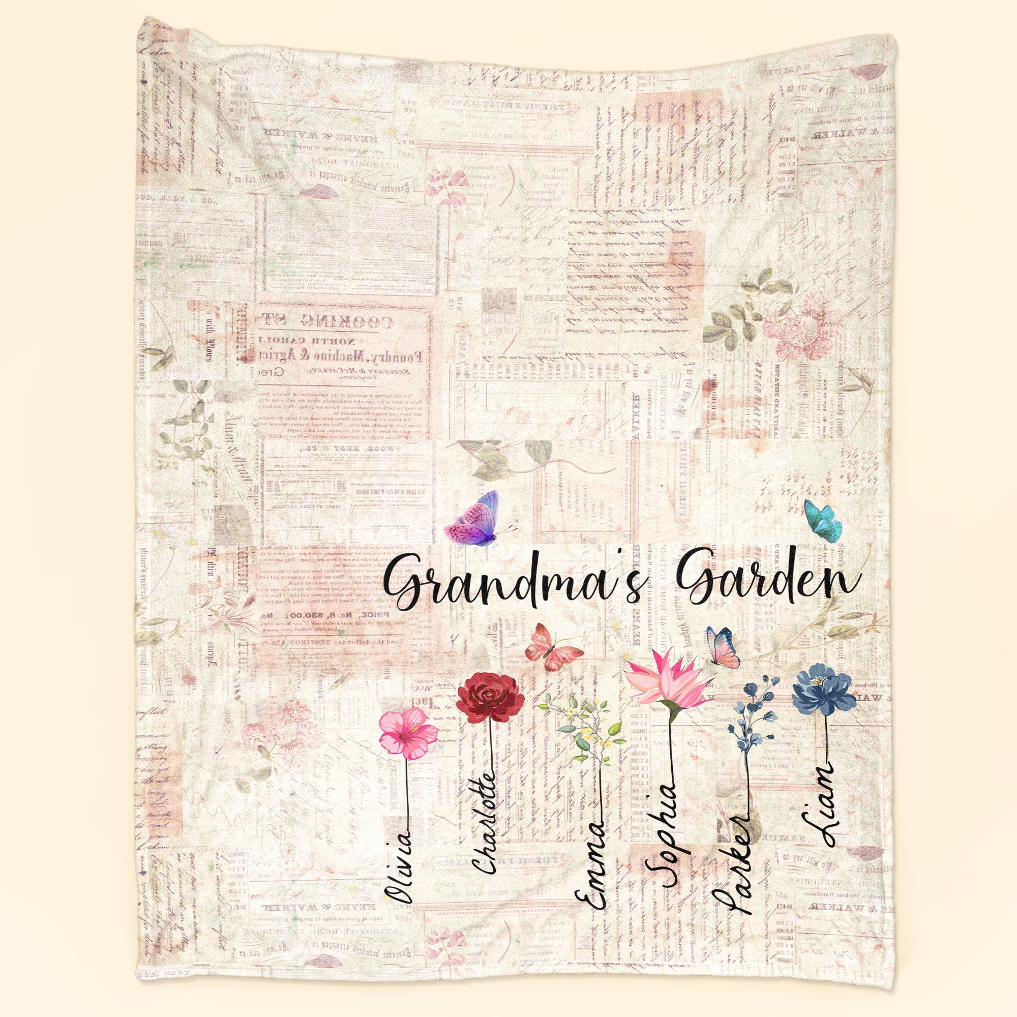 USA MADE Grandma's Garden - Personalized Blanket - Birthday, Loving Gift For Grandma, Nana, Gigi