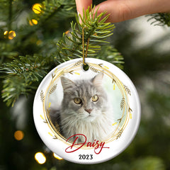 Custom Photo - Christmas Gift For Loved One - Personalized Circle Ceramic Ornament