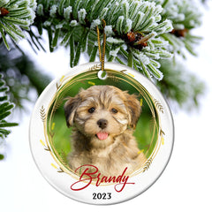 Custom Photo - Christmas Gift For Loved One - Personalized Circle Ceramic Ornament