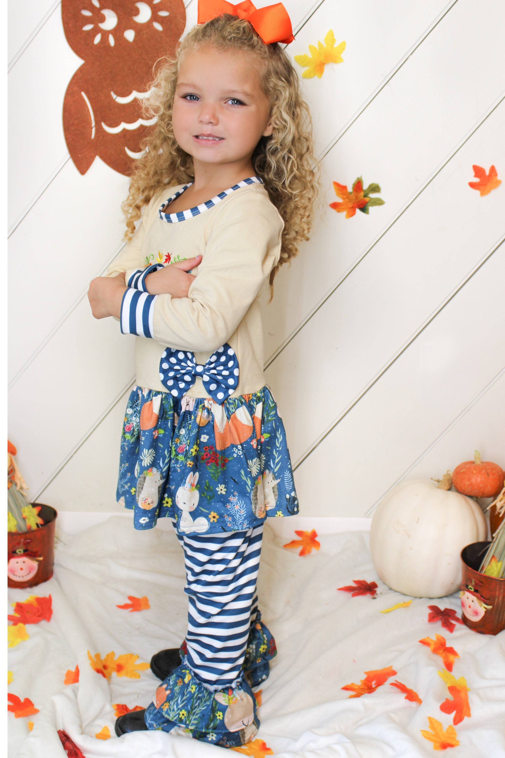 Baby Toddler Little Give Thanks Skirted Dress & Pants Outfit Set - Angeline Kids