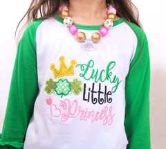 Toddler Little Girl St Patrick Lucky Little Princess Ruffles Top - Angeline Kids