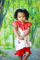 Baby Toddler Little Girls Disney Inspired Minnie Mouse Ruffles Short Set - White/Red - Angeline Kids