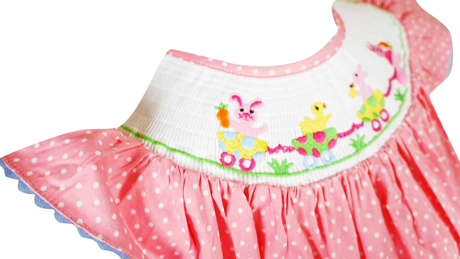 Baby Toddler Little Girls Easter Bunny Polka Dot Bishop Dress - Coral - Angeline Kids