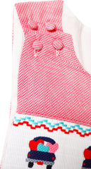 Baby Infant Toddler Boys Valentines Day Love Hearts Truck One-Piece Longall - Red Gingham - Angeline Kids