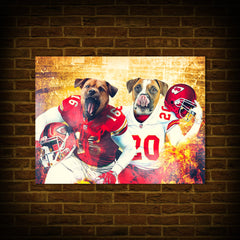 USA MADE Personalized Football Pet Portrait | 'Kansas City Dog' Personalized 2 Pet Poster| Custom Football Pet Portrait Wallart, Canvas, Poster, Digital Download | Dog Mom, Dog Dad Gifts