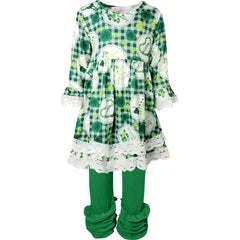 Baby Toddler Little Girls St. Patrick's Day Shamrock Irish Eyes Are Smiling Dress Set - Angeline Kids