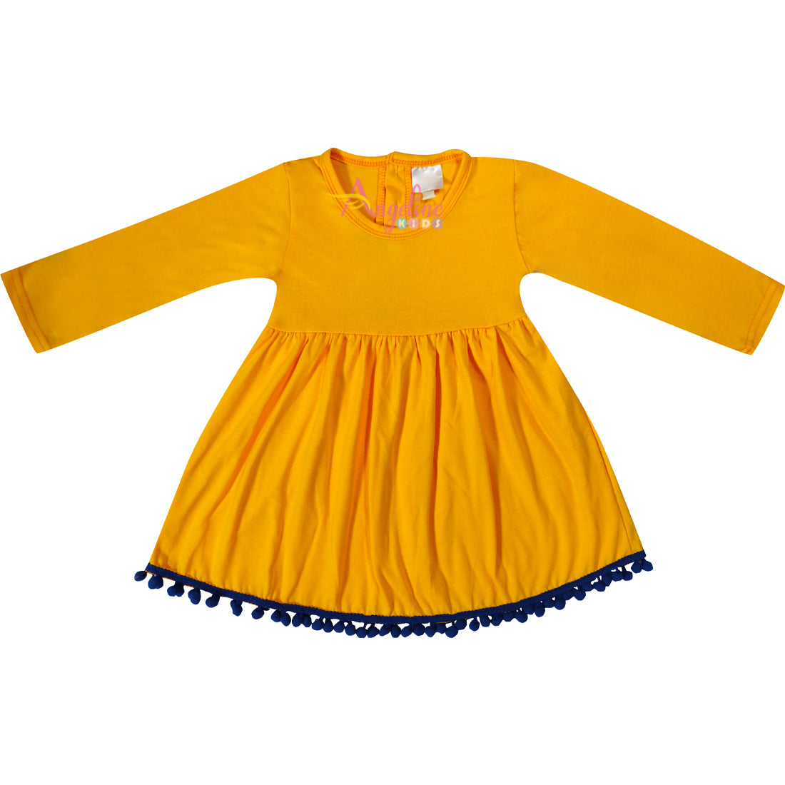 Baby Toddler Little Girls Fall Sunflower Scarf Outfit Set - Gold/Navy - Angeline Kids