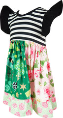 Baby Toddler Little Girl St. Patricks Day Twirl Dress Leggings Set - Black Stripes - Angeline Kids