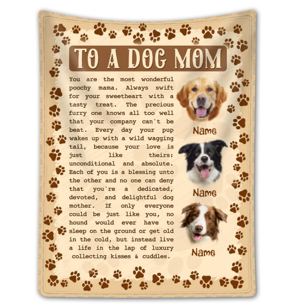 Custom Photo Dog Mom Fleece Blanket Unique Gift Idea For Dog Lovers
