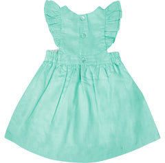 Baby Toddler Little Girls Vintage Flutter Pinafore Ruffle Linen Cotton Dress - Pink, Light Orange, Green, Mint, Red, Lilac - Angeline Kids