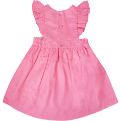Baby Toddler Little Girls Vintage Flutter Pinafore Ruffle Linen Cotton Dress - Pink, Light Orange, Green, Mint, Red, Lilac - Angeline Kids