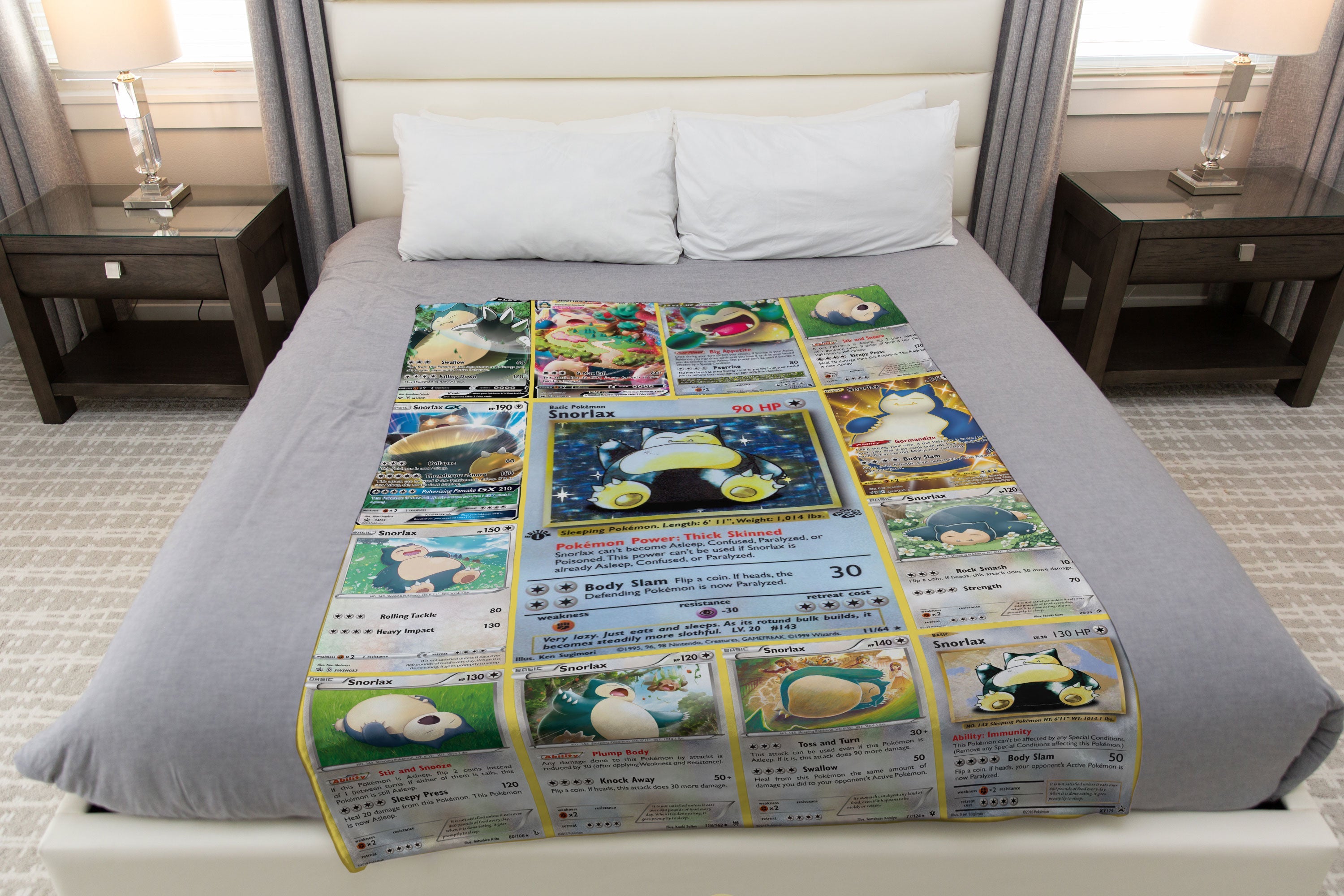 USA MADE Personalized PK Blankets, Custom Name Multi Snorlax Version 1 Blanket, Anime Manga Gamer Throw