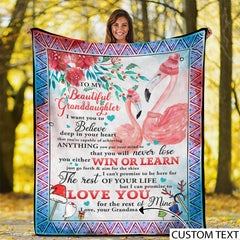 Personalized Grandma Flamingo Blanket Christmas Gift
