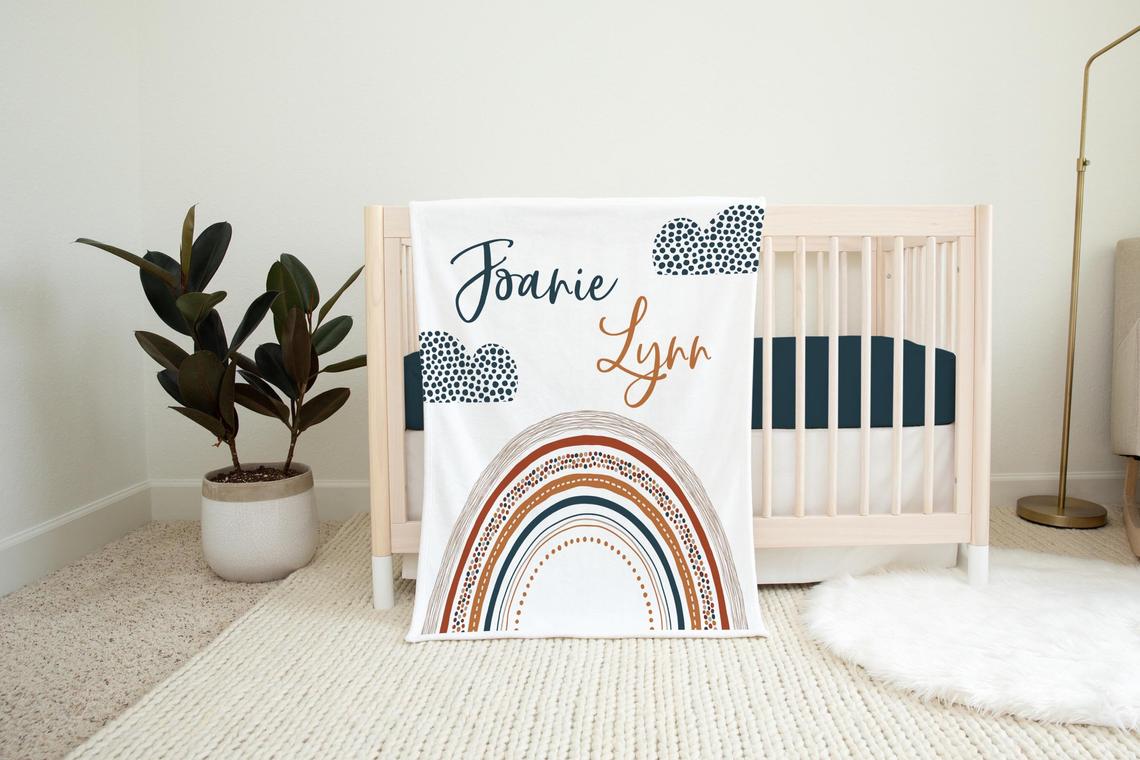 Angeline - Baby Blanket, Neutral Rainbow Baby Blanket, Rainbow Baby Blanket, Baby Shower Gift