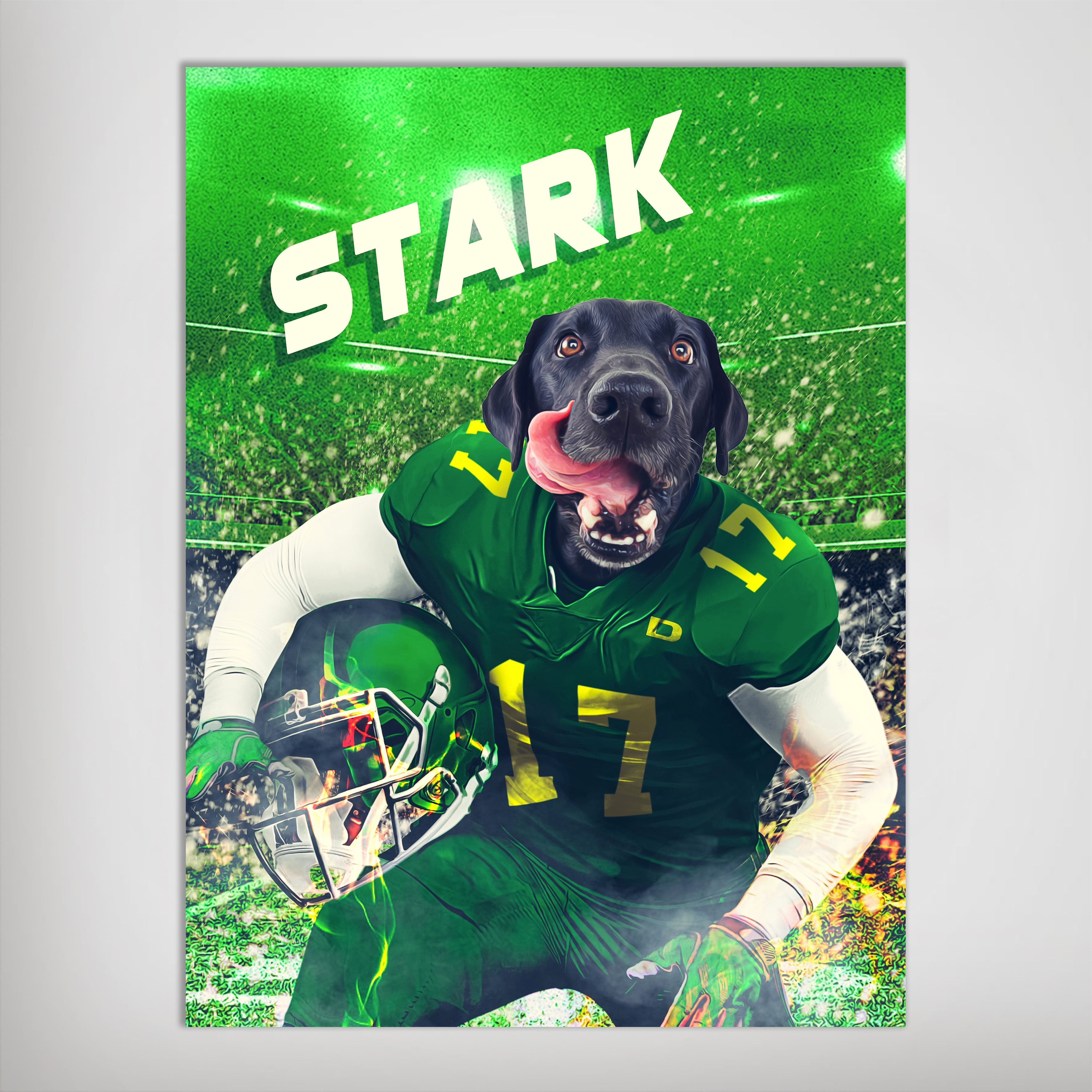 USA MADE Personalized Football League Pet Canvas| Custom 'Oregon Doggos' Personalized Pet Poster, Portrait Wallart