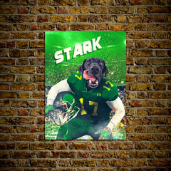 USA MADE Personalized Football League Pet Canvas| Custom 'Oregon Doggos' Personalized Pet Poster, Portrait Wallart