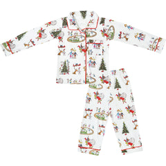 Baby Toddler Little Boys Christmas Classic Buttons Down Pajamas Lougewear 2-Piece Set - Angeline Kids