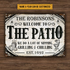 USA MADE Customized Patio Halloween Sipping Grilling Chilling Custom Classic Metal Signs
