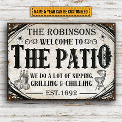 USA MADE Customized Patio Halloween Sipping Grilling Chilling Custom Classic Metal Signs