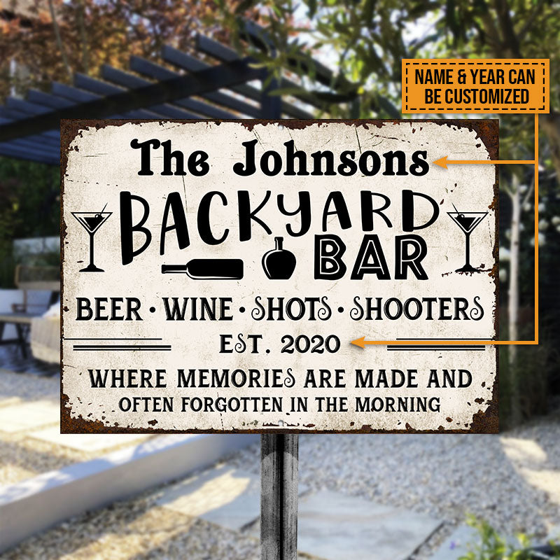 USA MADE Customized Personalized Backyard Bar Beer Where Memories Are Made Custom Classic Metal Signs