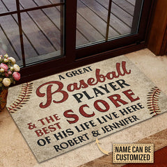 Personalized Baseball Best Score Of His Life Customized Doormat