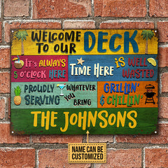 USA MADE Customized Personalized Deck Welcome Grillin And Chillin Custom Classic Metal Signs