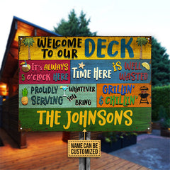 USA MADE Customized Personalized Deck Welcome Grillin And Chillin Custom Classic Metal Signs