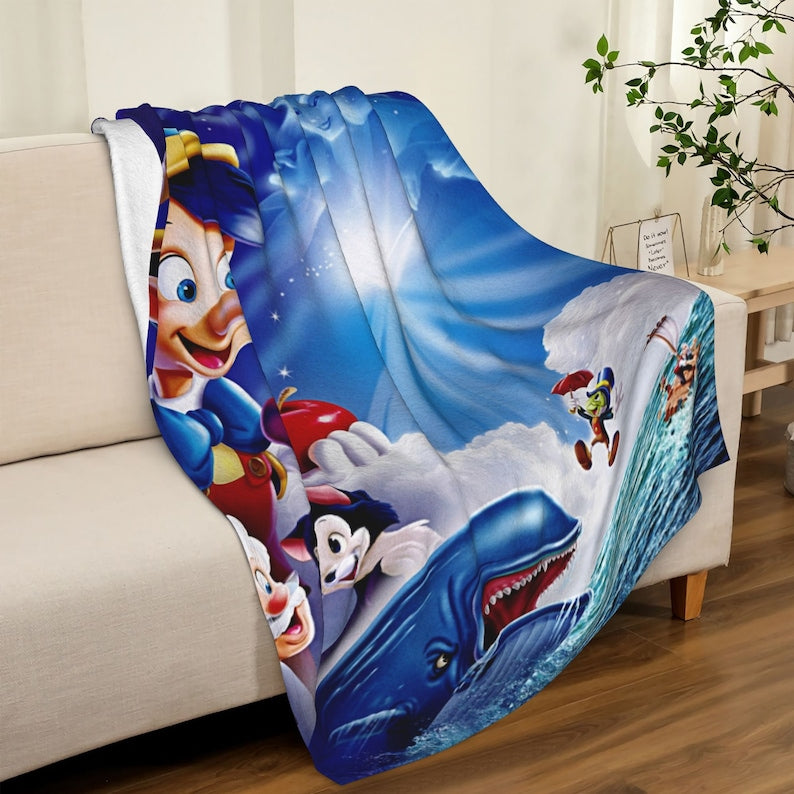 Personalized Disney Pinocchio Quilt Blanket for Home Decoration and Sofa