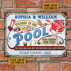 USA MADE Customized Personalized Flamingo Pool Memories Last Forever Customized Classic Metal Signs