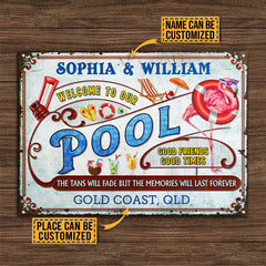 USA MADE Customized Personalized Flamingo Pool Memories Last Forever Customized Classic Metal Signs