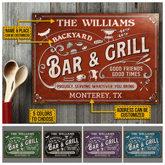 USA MADE Customized Personalized Grilling Proudly Serving Whatever You Bring Color Customized Classic Metal Signs