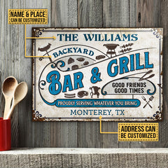 USA MADE Customized Personalized Grilling Proudly Serving Color Customized Classic Metal Signs
