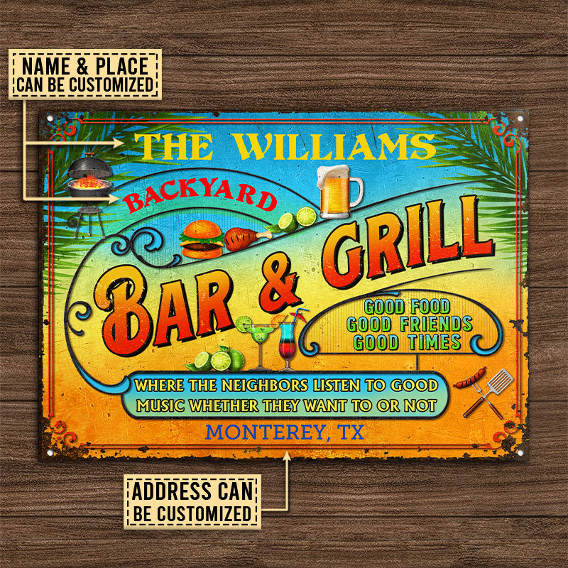 USA MADE Customized Personalized Grilling Summer Listen To The Good Music Custom Classic Metal Signs