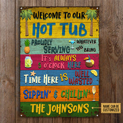 USA MADE Customized Personalized Hot Tub Welcome To Our Custom Classic Metal Signs
