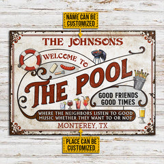 USA MADE Customized Personalized Pool Grilling Red Listen To The Good Music Custom Classic Metal Signs