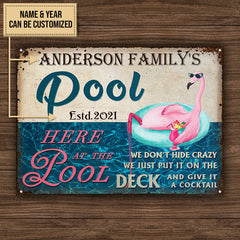 USA MADE Customized Personalized Swimming Pool Flamingo Hide Crazy Customized Classic Metal Signs