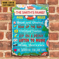 USA MADE Customized Personalized Swimming Pool Rules Relax Customized Classic Metal Signs