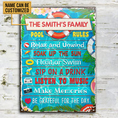 USA MADE Customized Personalized Swimming Pool Rules Relax Customized Classic Metal Signs