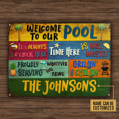 USA MADE Customized Personalized Swimming Pool Welcome To Our Custom Classic Metal Signs