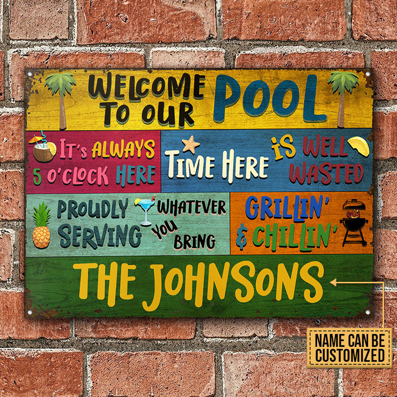 USA MADE Customized Personalized Swimming Pool Welcome To Our Custom Classic Metal Signs