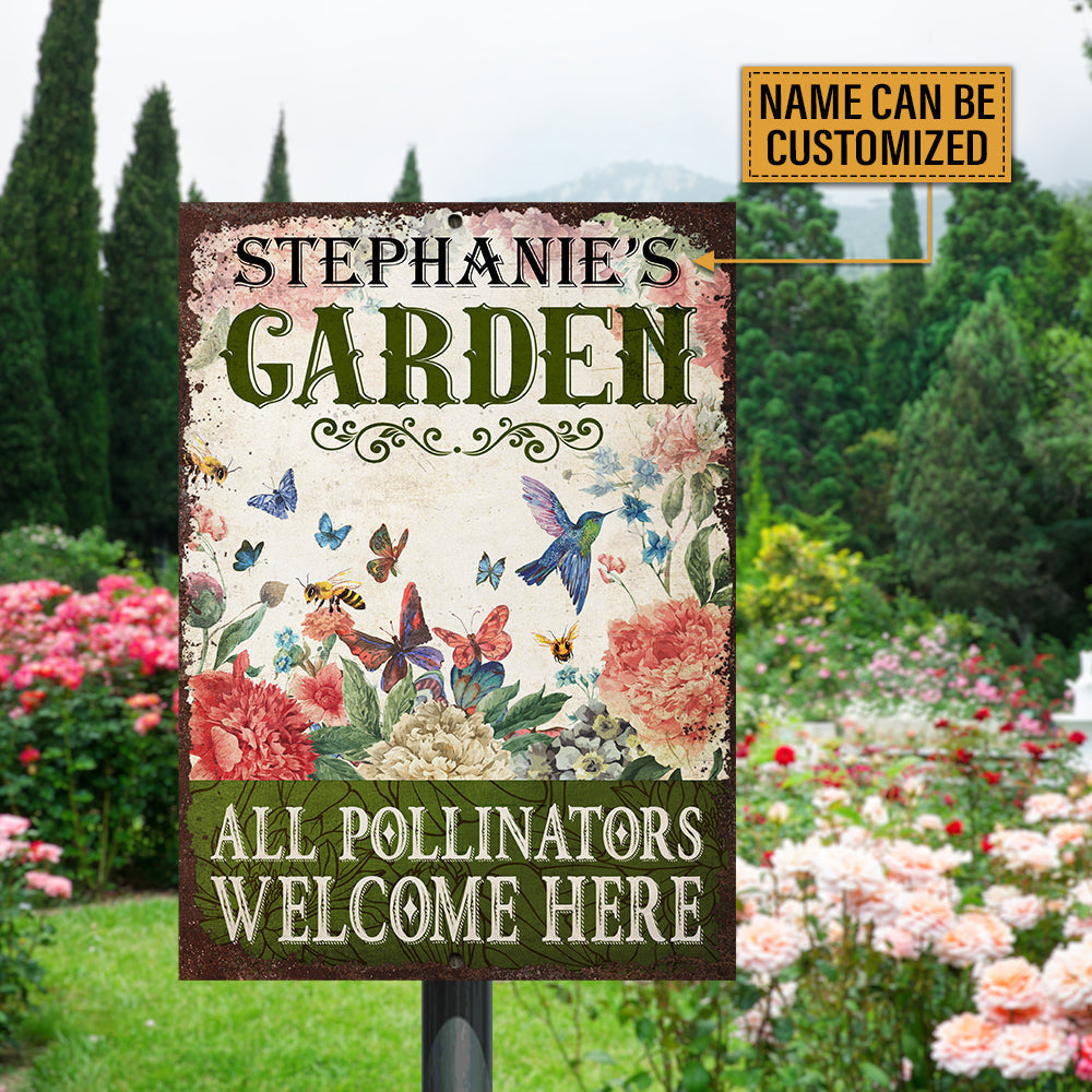 USA MADE Customized Personalized Garden Pollinators Welcome Customized Classic Metal Signs